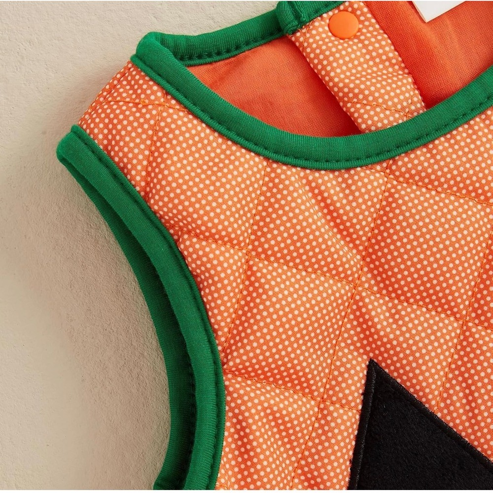 Nouveau Toddler Quilted Pumpkin Romper Halloween Costume Orange Green 2-3 Years - Picture 3 of 5
